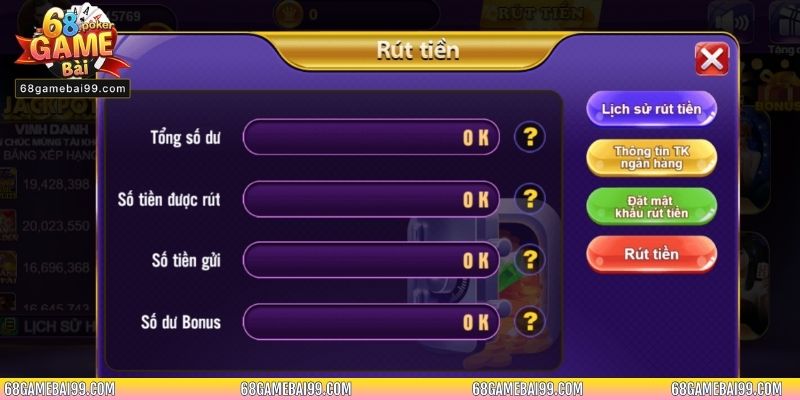 Quy trình rút thưởng tại 68 Game Bài cực kỳ đơn giản